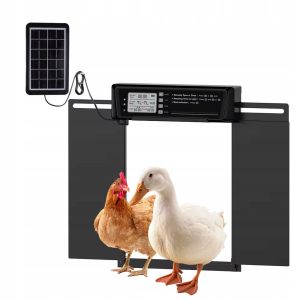 Elektronska solarna avtomatska LCD vrata za kokošnjak 38x28cm črna