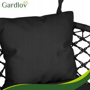 Vrtna viseča dvojna gugalnica in blazine črna do 300kg