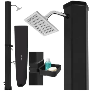 Zunanji pokončni solarni tuš 40L in pipo 216cm črn 360°