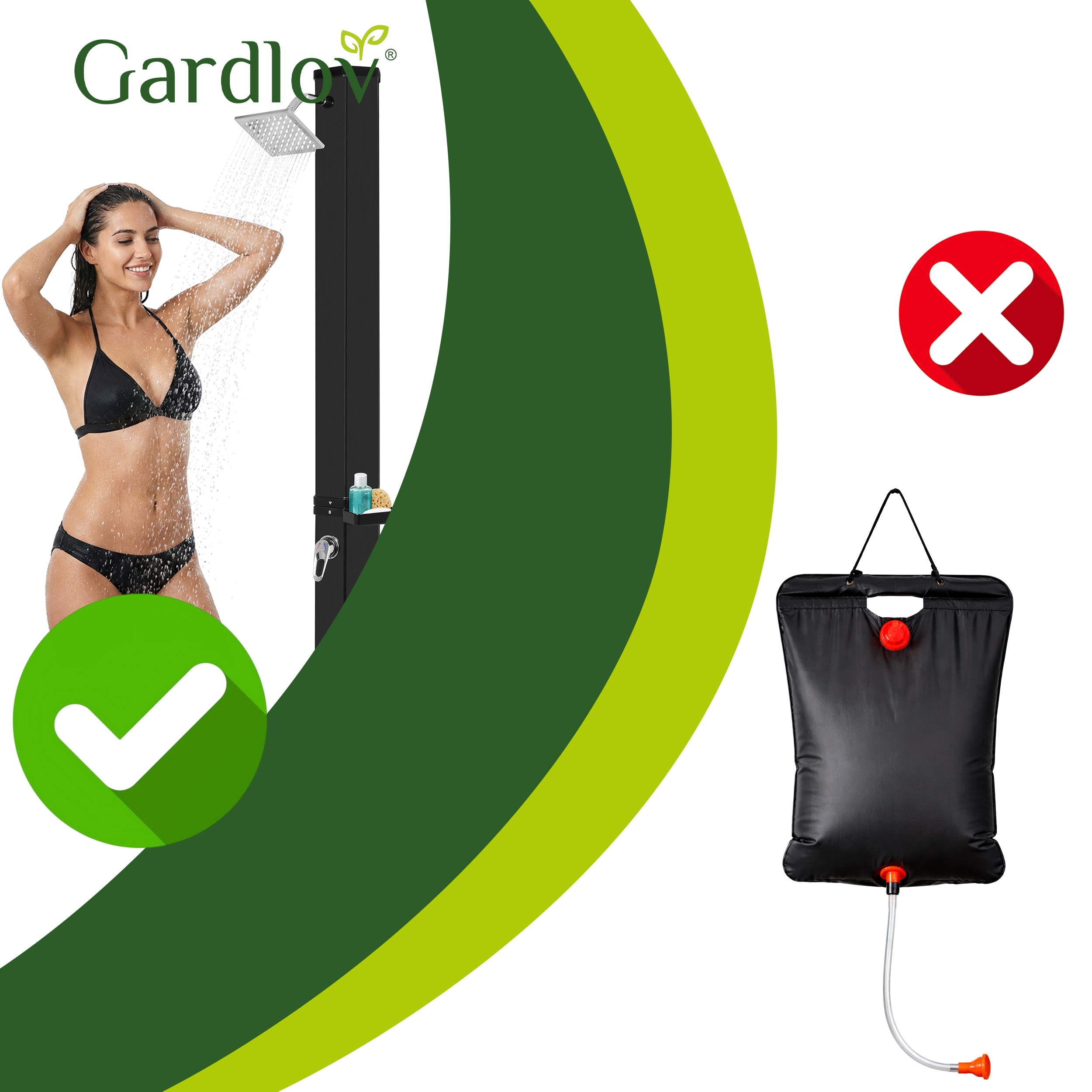 Zunanji pokončni solarni tuš 40L in pipo 216cm črn 360° 15 Črn zunanji solarni tuš s pipo, 40L, 216cm
