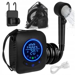 Aku. 8000mAh prenosni turistični tuš za kampiranje LCD USB