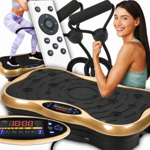 Zlata LCD fitnes vibracijska platforma z dodatki