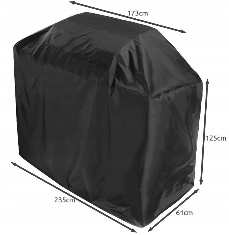 Univerzalno pokrivalo za žare 235x61x125cm 15 Črno vodoodporno zaščitno pokrivalo za velik vrtni žar v naravi
