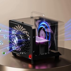 Črn industrijski generator ozona s kovinskim ročajem in analognim časovnikom