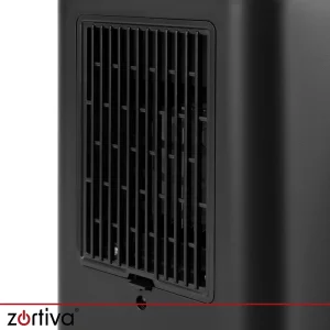 LED RGB 36W dehumidifier and moisture absorber 1400ml Serivo black 32 Black dehumidifier with glowing RGB strip on wooden table
