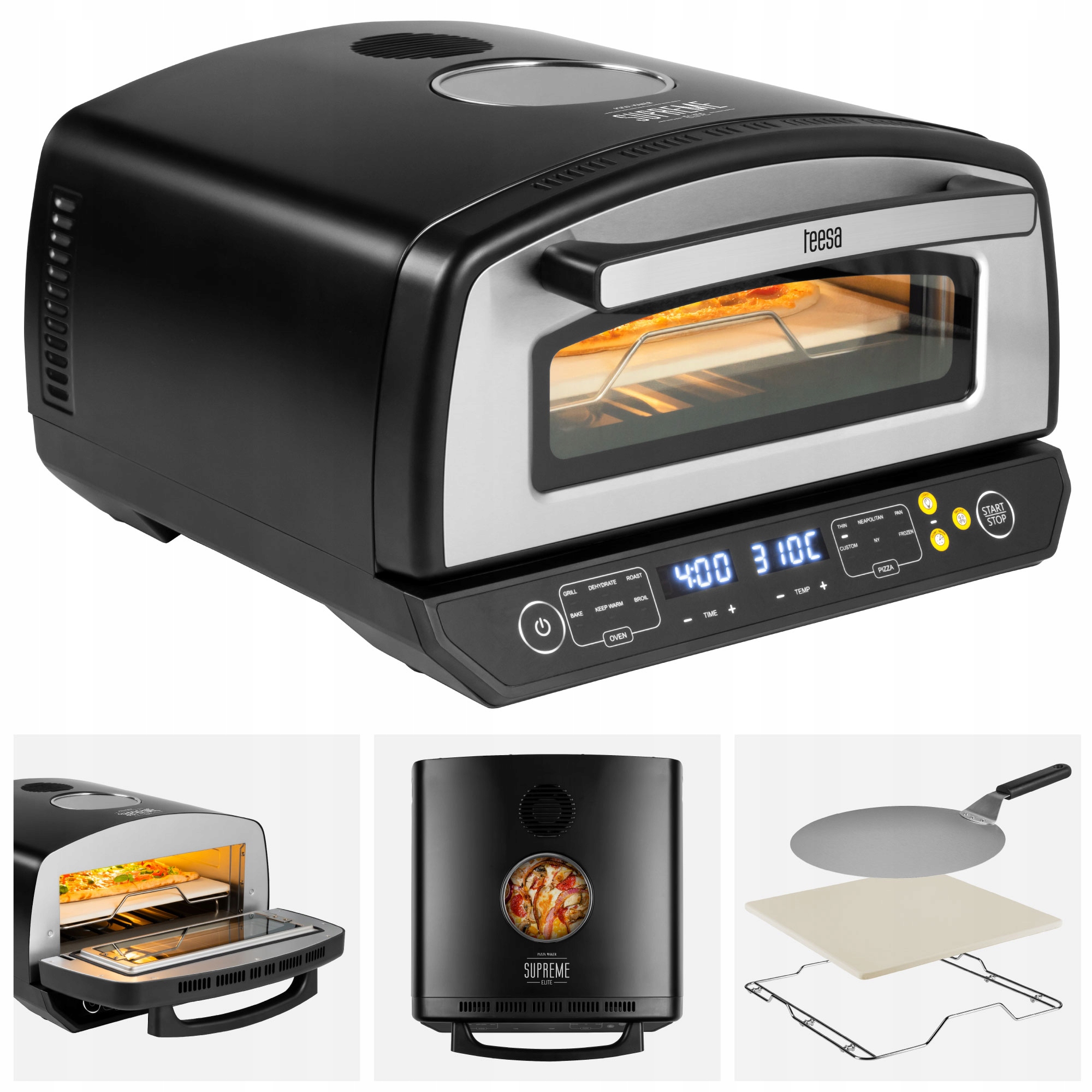 2200W LCD kamnita pečica za pico do 450°C 6 programov SUPREME ELITE 1 LCD kamnita pečica za pico SUPREME ELITE z močjo 2200W in 6 programi