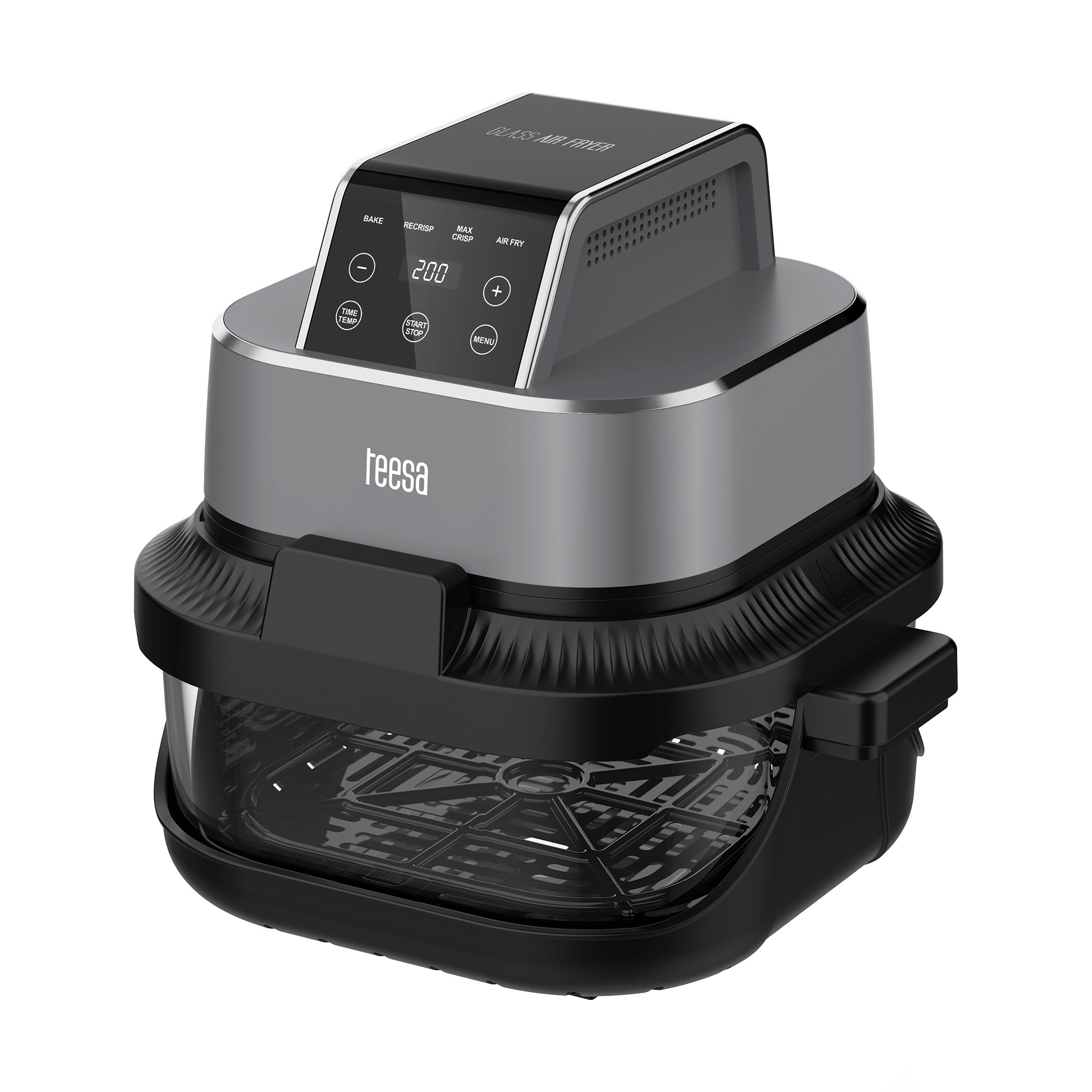 2v1 1500W LCD touch halogenska konvekcijska pečica na vroči zrak 4L in 1.5L 13 Črna digitalna cvrtnika na vroči zrak z LCD zaslonom na dotik