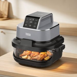 2v1 1500W LCD touch halogenska konvekcijska pečica na vroči zrak 4L in 1.5L 29 Sodobna digitalna cvrtnika na vroči zrak v črni barvi