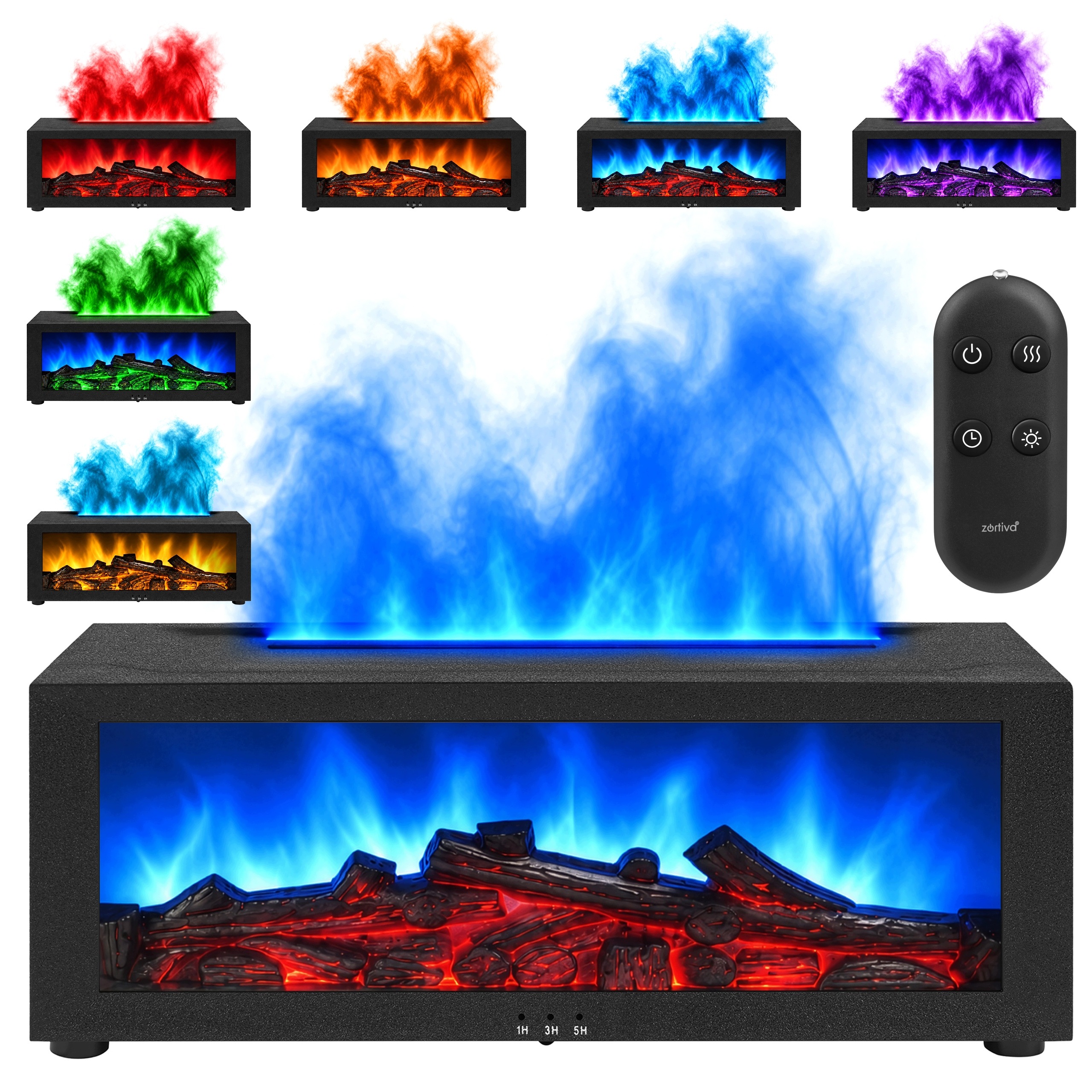 Difuzor dekorativni RGB LED kamin 150ml vlažilec zraka USB daljinec 3 RGB LED aroma difuzor in vlažilec zraka z učinkom plamena