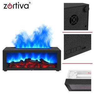 Difuzor dekorativni RGB LED kamin 150ml vlažilec zraka USB daljinec 17 RGB LED dekorativni difuzor in vlažilec zraka z učinkom kamina